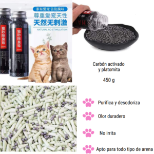 Perlas Desodorantes de Carbón Para Arenera