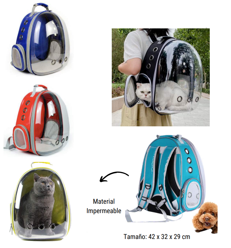 Cargador Para Gato Ref. Morral Transparente Impermeable PB12 A