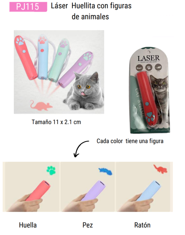 Juguete Para Gato Laser Huellita con Figura de Animales Ref:PJ115